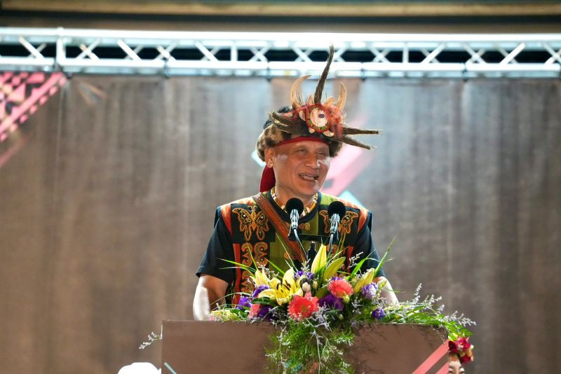 2025世界原住民族傳統運動會開幕，原民會曾智勇Ljaucu‧Zingrur主任委員致詞。